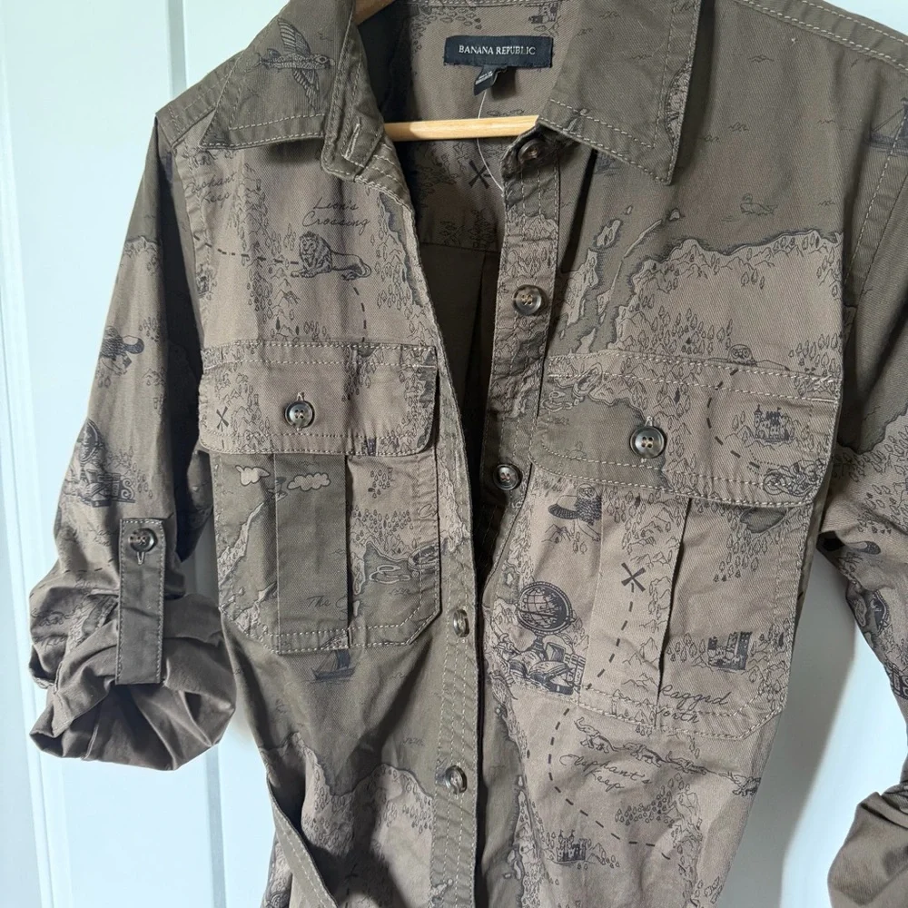 Banana Republic Safari Utility Shirt Jacket Dress Small NWOT - Picture 5 of 13